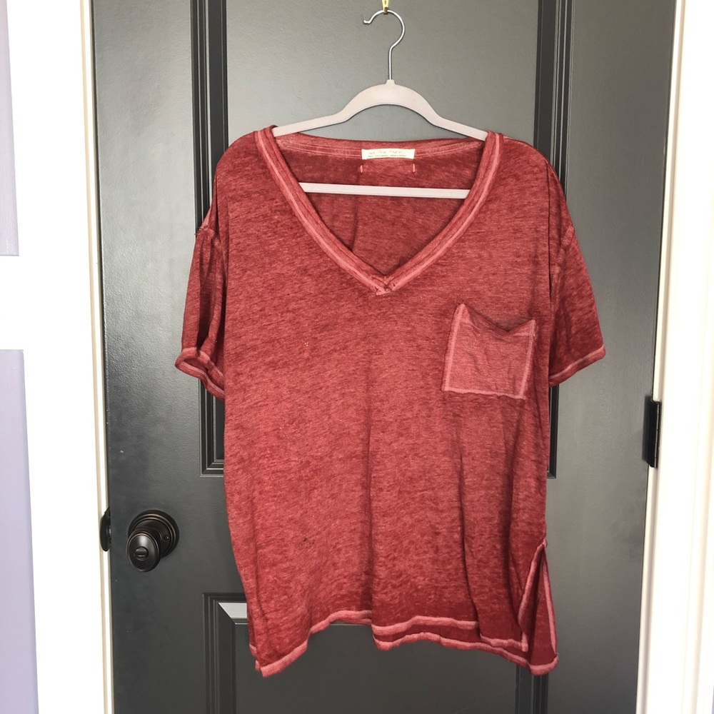Free People Faded Red Shirt